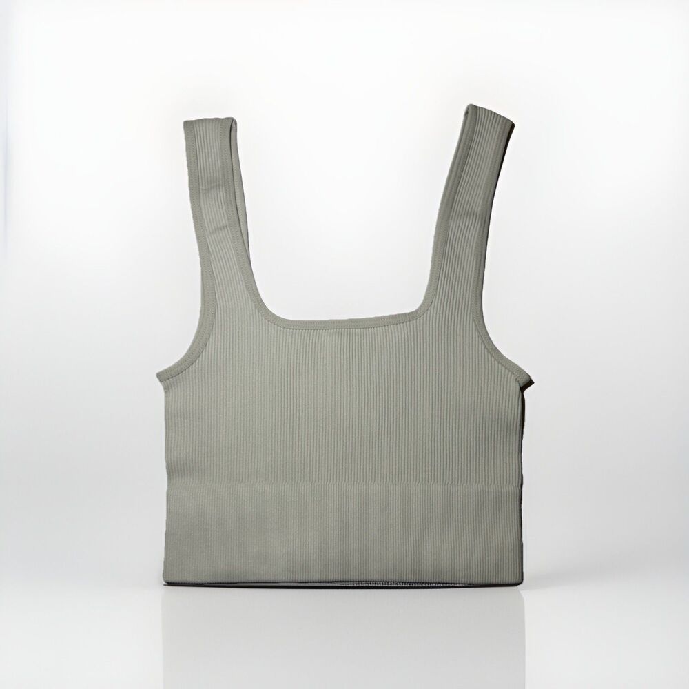NEW Zenana NT-54019A Ribbed Crop Tank Top Ivory S/M NWT Seamless